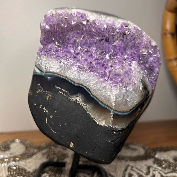 Amethyst Crystal Geode on Stand - Picture 6 of 8